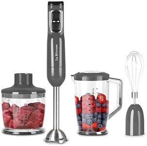 La Reveuse Immersion Blender Handheld, 3 in 1, 300 Watts 2 Speeds Multi-purpose with Whisk,Mixing Beaker,Food Chopper Grinder attachments