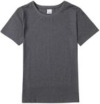 COSLAND Kids Boys T Shirts Short Sleeve Heavyweight Cotton Plain Basic Dark Gray Tee, Small