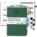 Little More Undated Weekly & Monthly Planner - Helps you Set Goals, Increase Productivity & Manage Time - Includes Calendar Stickers - Undated Planner, Notebook & Agenda - A5 (5.8”x8.3") - Hunter Green