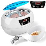 Ultrasonic Jewelry Cleaner, Portable Household Ultrasonic Cleaning Machine, with 18 Digital Timer and degassing Function,for Eye Glasses, Watch Strap, Earrings, Ring, Necklaces, Razors(600ML)