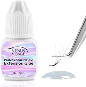 VENUS VISAGE Eyelash Glue for Professional Lash Extensions 1 2 Sec Dry Time & 6 7 Weeks Bonding Extra Black & strong Latex free Lash Adhesive (5ml),0.16 Fl Oz (Pack of 1)'