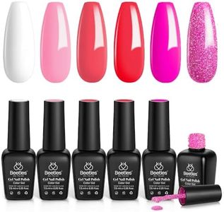 Beetles Gel Nail Polish Set - 6 Colors Pink Rose Red Spring Summer Nail Gel Kit Sweetheart Candies Collection Pink Glitter Valentine's Day Nails for Women Girlfriend Soak Off U V LED Gel Manicure Kit