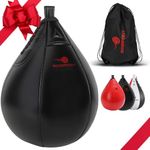 Boxerpoint Speed Bag Boxing Equipment – Durable PU Leather Punching Bag for Adults – Anti-Leak Speed Bags for Boxing & MMA – Hanging Speed Punching Ball for Home and Gym (Black)