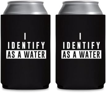 I Identify As A Water - Can Sleeve Cooler Insulated Drink Beer Hugger Coolies - Gifts for Dad from Son Daughter Fathers Day - Funny Birthday Present Idea for Him Men Boyfriend Husband (Black, 2 Pk)