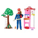 Barbie Careers Firefighter Doll & Playset with Fire Station & Tree, 2 Pets, Color-Change & 10+ Accessories Including Fire Extinguisher Squirt Toy