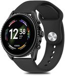 Silicone Band for Fossil Men's Gen 6/5E 44mm/Gen 5 Carlyle/Garrett/Women's Julianna Smart Watch, 22mm Adjustable Soft Silicone Sport Strap Replacement Band for Women Men (Black)