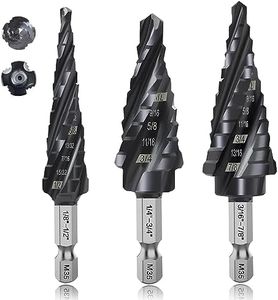 3-pc Step Drill Bit Set for Metal Wood 1/8"-7/8", 4-Spiral Flutes, M35 HSS Cobalt Unibits, 1/4" Hex Shank, Al-Ti-N Coated Drill Bits for 19 SAE Size Holes in Steel Aluminum Wood Plastic