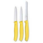 Victorinox Swiss Made Stainless Steel Swiss Classic Kitchen Knife (Set of 3) Serrated and Straight Edge Knives for Professional and Household Kitchen, Kitchen Tools, Yellow, 6.7118.3