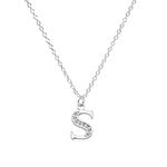 Kraven S925 Silver Initial Necklace Charm Necklace, Dainty Cubic Zirconia Letter Dainty Necklaces Jewelry Birthday Gifts for Women Girls (S)