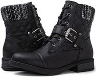 GLOBALWIN Women's Ankle Booties Fashion Combat Boots, 2102black, 8.5