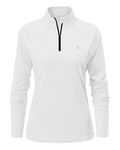 YSENTO Women's Long Sleeve Running Sports Tops Lightweight Gym Walking Zip Up Golf Polo T-Shirt(White,M)