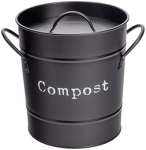 Harbour Housewares Vintage Kitchen Compost Bin - 3.2L - Black - Steel Indoor Countertop Food Waste Caddy Compost Container with Handles & Removable Inner Liner - Rustic Style Countertop Bin