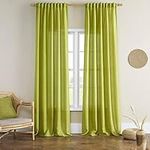 Timeper Olive Green Linen Curtains 