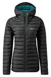 Rab Women’s Microlight Alpine Long Down Jacket for Trekking, Climbing, & Skiing - Black - 14