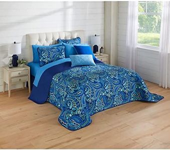 BrylaneHome Bedding BH Studio Reversible Two-Tone Ultra Soft Quilted Bedspread - Queen, Navy Paisley