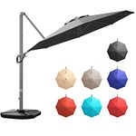 Tangkula 11 Ft Patio Cantilever Umbrella, Aluminum Hanging Offset Umbrella w/ 360° Rotation, Tilt System & Extra Weight Base Stand, PA Coated Outdoor Cantilever Market Umbrella for Backyard Deck Poolside (Gray)