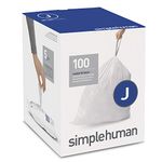 simplehuman Code J Custom Fit Liners, Tall Kitchen Drawstring Trash Bags, 30-45 Liter / 8-12 Gallon, 100-Count Box