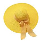 Women Solid Sun Straw Hat Pre Tied 