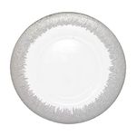 WedDecor 33cm Round Charger Plate, 1pc Charger Plate, for Centerpiece Presentation Dinner Plate Set, Weddings, Banquets, Christmas Parties Table Decorations, Clear Glass with Silver Trim