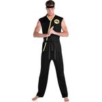 Party City Cobra Kai Halloween Costume For Adults, Standard Size, With Top, Pants, Headband And Belt - Polyester