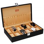 LEDO Men's and Women's Watch Box Holder Organizer Case In 12 Slots of watches In PU Leather with Royal Black color