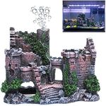 fazhongfa Aquarium Castle Air Bubbler Fish Tank Decorations for Betta Fish Ornament Small and Medium Fish Accessories Decor Betta House Toys (Air Pump is Not Include)