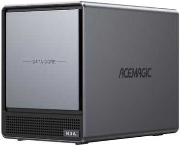 ACEMAGIC NAS N3A 4-Bay Desktop Network Attached Storage Home & Office Backup Hub,Protect Data, Up to 136TB NAS 4×HDD+2×M.2 Slots, Dual 2.5G+1G LAN, 8GB DDR4,128GB PCIe3.0 SSD, Diskless