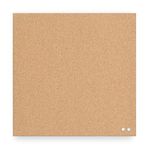 U Brands Frameless Square Cork Bulletin Board, Office Supplies, 14” x 14”, Natural, with Push Pins, 1 Count