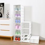 Kuber Industries Shoe Rack (6-Layer) Foldable Sneakers Box | Storage Organizer for Shoe, Slippers & Books | Storage Rack for Living Room | Multipurpose Cabinet Organizer | White