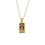 CERAVI Colorful Tarot Cards Symbolic Necklaces, Sun and Moon Pendant,18k Gold Plated Stainless Steel Square Colorful Enamel Tarot Cards Pendant Necklace Jewelry for Women Men (The Star)