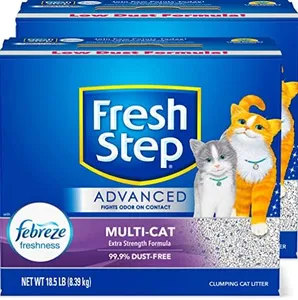 Fresh Step Clean Paws Cat Litter with Febreze Freshness, Advanced Multi Cat Low Tracking Clumping Litter, 37 lbs. (2 x 18.5 lb. Box)