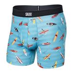 Saxx DropTemp Cooling Mesh Boxer Briefs, Paddlers/Blue - XL
