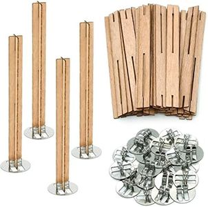 25 Set Wood Candle Wicks Cross Shape 4x0.4inch / 100x10mm, Cross Wooden Wicks w/Iron Stands for Soy Candle Making, Natural Wood Wick Core Handmade Candles Supplies
