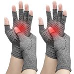 2 Pairs Compression Gloves, Arthritis Gloves for Women & Men, Carpal Tunnel Gloves, Relieve Arthritis Pain, Fingerless Design, Breathable Moisture Wicking Fabric Comfortable Fit (M, Gray-Black)