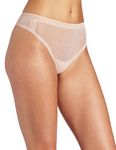 OnGossamer Women's Mesh Hi Cut Panty Thong, Champagne, Medium/Large