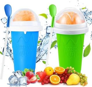 Slushy Maker Cup Slushie Cup Frozen Magic Cup Squeeze Cup Double Layer Slushy Maker DIY Homemade Smoothie Cups (Blue+Green)
