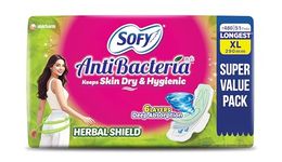 Sofy AntiBacteria XL - 290mm | 51 Count pads | For Women Sanitary Pads | Keep Skin Dry | 6 Layer Deep Absorption | Herbal Shield | Hygiene & Herbs | X-Large