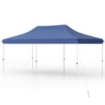 Tangkula 10x20 Ft Pop Up Canopy, Instant Setup Canopy Tent with 12 Stakes & 6 Ropes, UPF 50+ Portable Outdoor Canopy with Carrying Bag for Camp, Beach, Patio (Blue)