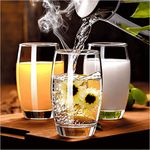 PrimeWorld European Barrel Plain 400 ml Clear Water Glasses Set of 6 pcs - Tall Drinking Glasses for- Water, Juice, Cold Drink, Mojito, Cocktail, Lead-Free, Perfect for Home, Restaurants and Parties