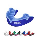 OPRO Silver Level Adult and Kids Sports Mouthguard with Case, Gum Shield Featuring Revolutionary Fitting Technology for Hockey, Lacrosse, Rugby, MMA,Boxing and Combat Sports (Dark Blue/Blue, Youth)