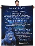 AEEZO to My Son Blanket from Dad Son Gift from Dad Lion Blanket for Sofa Bedroom Warm Cozy Flannel Blanket Christmas Birthday Gift for Son 50x60 Inch