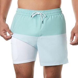 BRISIRA Mens Swim Trunks Swim Shorts Quick Dry 5 inch Inseam Beach Shorts with Compression Liner and Zipper Pocket