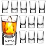 Ruckae 12 Pack 1 OZ Shot Glasses Set with Heavy Base Clear Shot Glasses Bulk for Vodka Tequila Whiskey Liquor