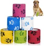 Heyu-Lotus 6 Rolls Pet Vet Wrap for Dogs, Self Adhesive Bandages for Dogs Cohesive Pet Bandage Non-Woven Elastic Breathable Bandage Tape for Dogs Cats and Horse, Wrist, Ankle,5cm x 4.5m