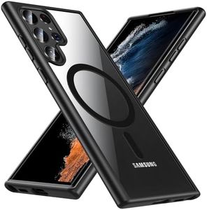 Hensinple for Samsung Galaxy S22 Ultra Case Magnetic, Galaxy S22 Ultra Phone Case [Compatible with Magsafe] Wireless Charging Translucent Back Cover Case 6.8 Inch,Black