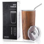 Sivaphe 20 oz Tumblers Festival Gift Idea for Men and Women Double Wall Vacuum Insulated Coffee Travel Mug Stainless Steel (Wood Grain)