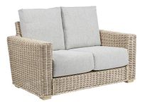 Desser Burford 2 Seater Conservatory Sofa Fully Assembled - Machine Washable Pebble Fabric – Luxury Real Cane Rattan Indoor Furniture with UK Made Cushions – Dimensions: H94cm x W147cm x D96cm