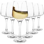 Homiu Large White Wine Glasses | Set of 6 | 330 ML | Crystal Wine Drinking Glass | Florence Collection | Party Wedding Gift Cocktail | Home Restaurants Kitchen Glassware | Dishwasher Safe