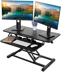 TechOrbits Standing Desk Converter - Particle Board, Adjustable Height Sit to Stand Up Desk Riser for Home Office - Computer, Laptop & Dual Monitor Workstation & Machine Stand - 36 Inch, Black