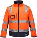 Huski K8074 High Visibility Reflective Chassis 2-in-1 Softshell Jacket Orange/Navy, Large